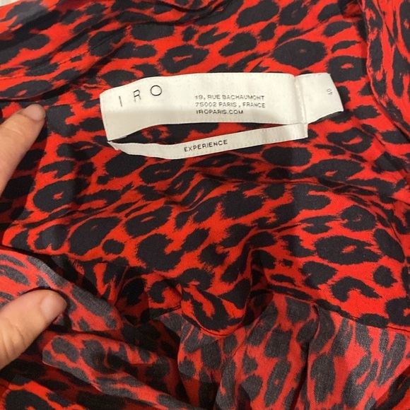 IRO / Pirae midi shirt dress button down Dress red leopard 40 large L - Picture 6 of 7